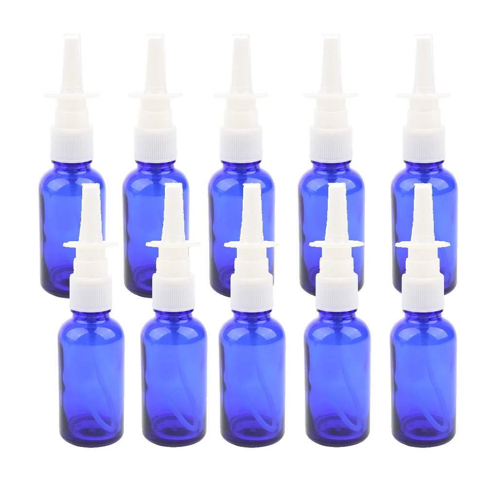 10 Pieces Transparent Glass Empty Refillable Nasal Spray Bottles Fine Mist Sprayer Vials Containers Holder 30ml