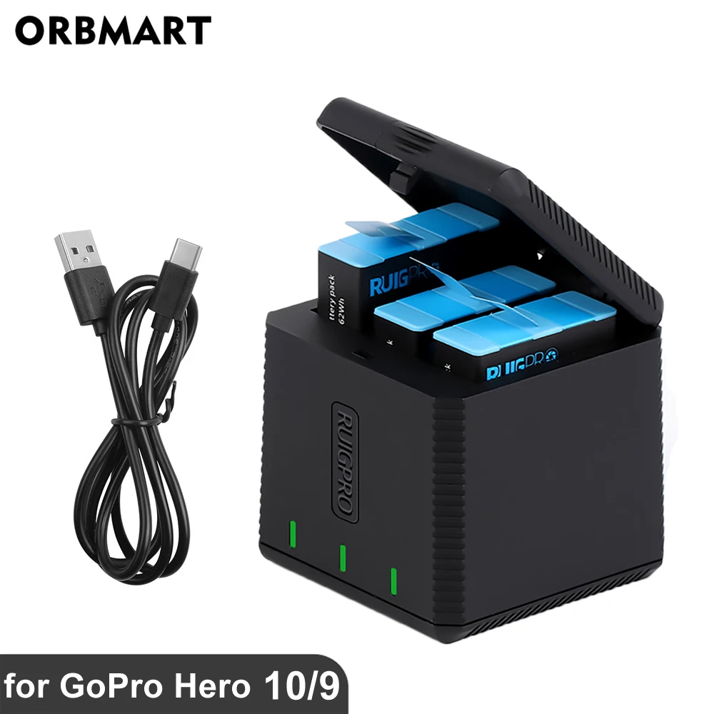 Triple Slot Battery Charger for GoPro Hero Black Cameras by ORBMART