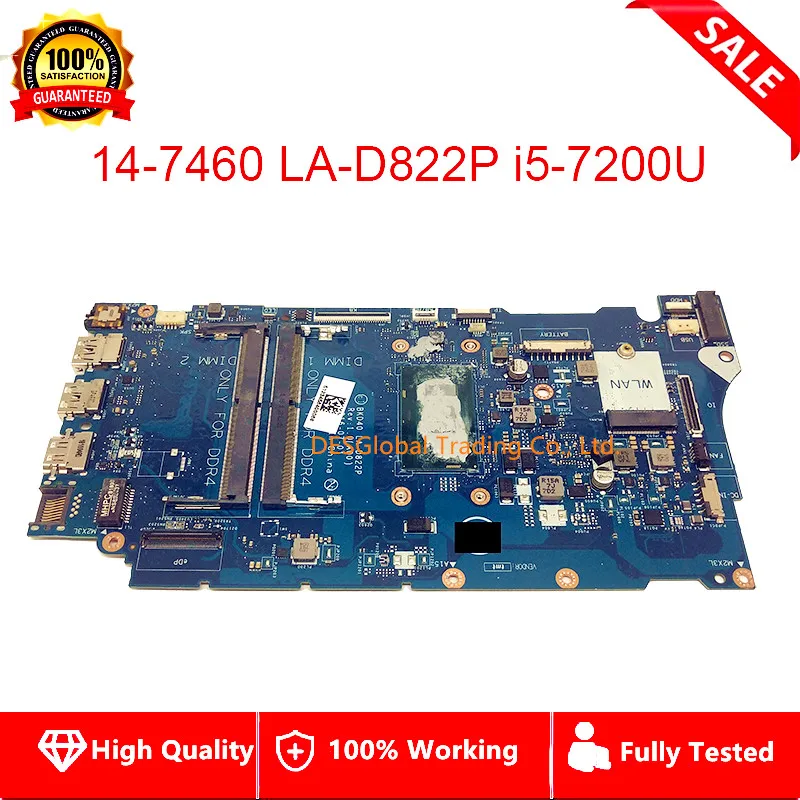 

For Dell 5468 14-7460 7460 7560 Laptop Motherboard BKD40 LA-D822P i5-7200U SR342 Mainboard CN-0V242N 0V242N V242N Fully Tested