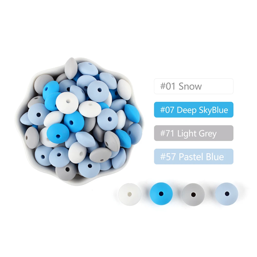 20Pcs Siliocne Lentil Beads 12MM Round Beads 14MM Hexagon Baby Teething Beads BPA Free DIY Pacifier Chain Necklace Accessory 5