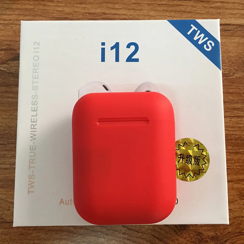 Новые горячие i12 tws всплывающие Bluetooth наушники, беспроводные наушники с сенсорным управлением, гарнитура i12tws - Цвет: Red