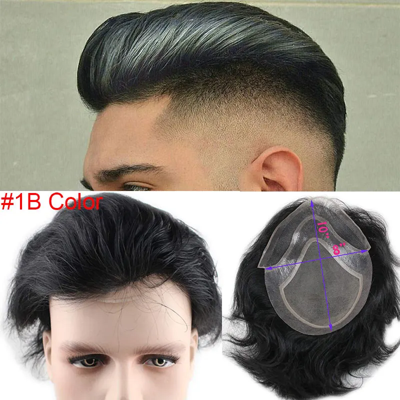 1B # Eseewigs коричневый корни 60 платиновой блондинки из эффектом деграде(переход от темного к накладки из искусственных волос 4T60 прямо бразильский Реми человеческие волосы заменить Для мужчин t Системы для Для мужчин 10x8 - Парик Цвет: 1B #