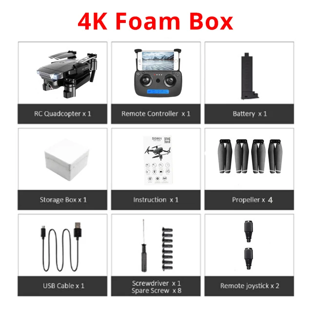 SG901 Дрон 4K двойная HD камера wifi FPV оптический поток Квадрокоптер Профессиональный Следуйте за мной Вертолет Hover складной игрушечные дроны - Цвет: 4K Foam Box