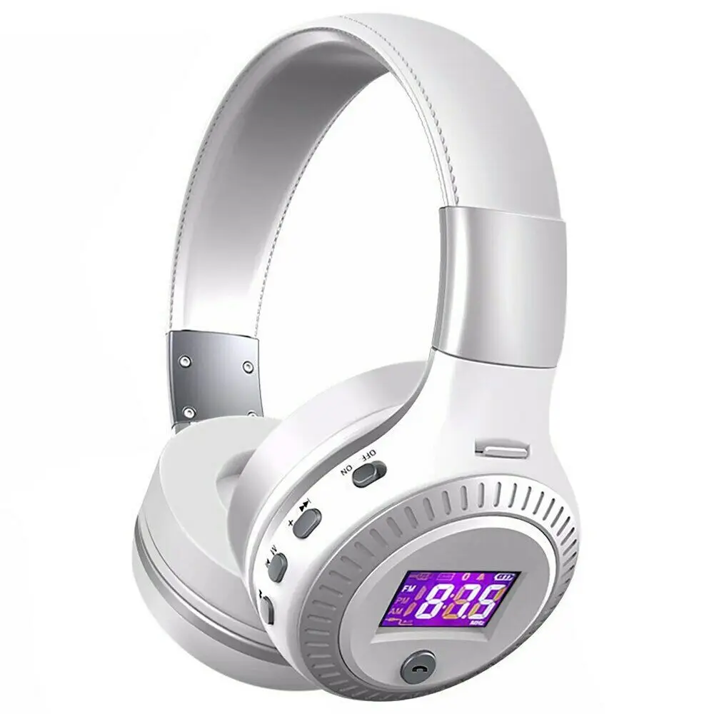 B19 Bluetooth наушники беспроводные гарнитуры над ухом fm-радио микро SD карта MP3 Воспроизведение с микрофоном Bluetooth стереосистема гарнитура - Цвет: White