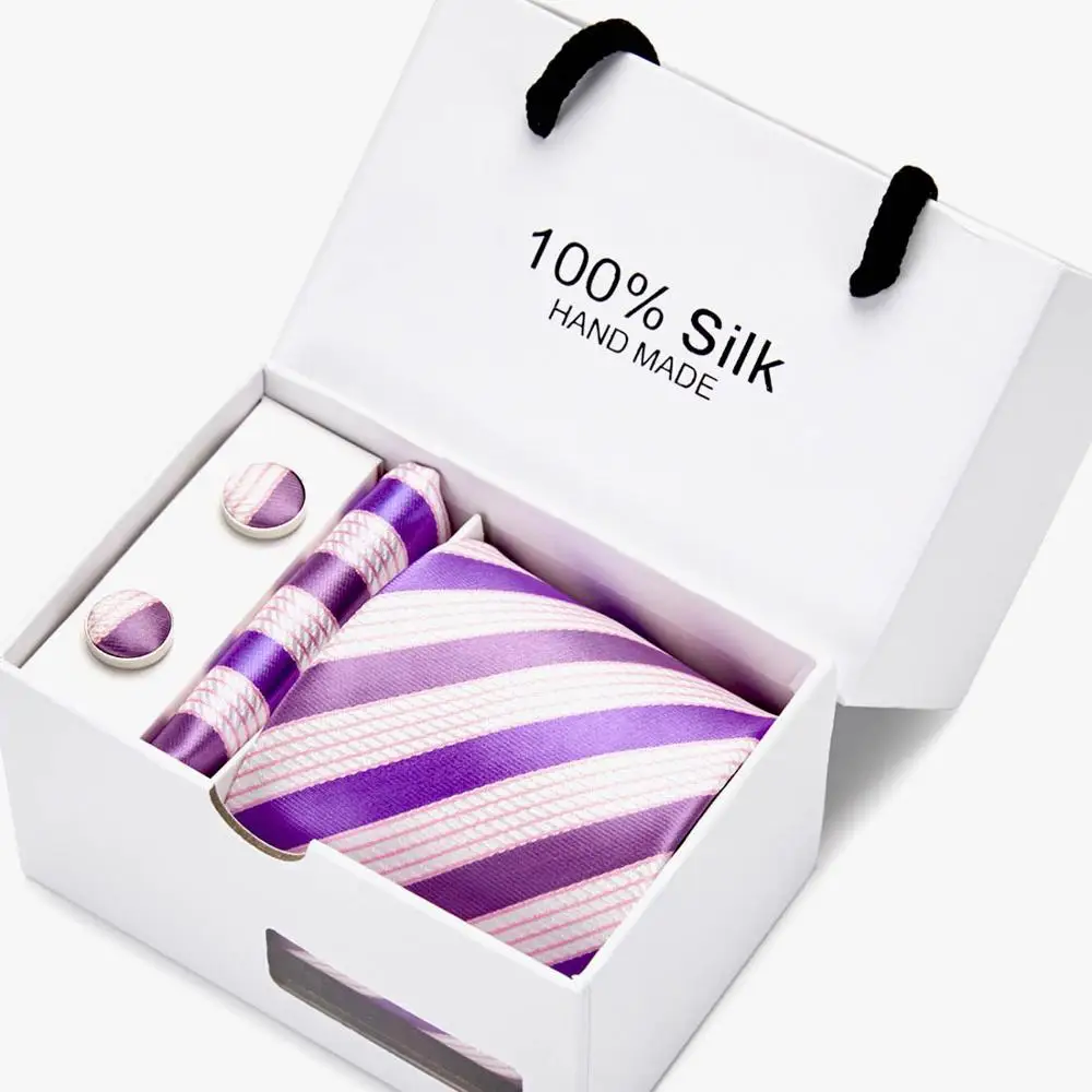 

New Pink style men ties set Extra Long Size 145cm*8cm Solid Plaid Necktie Silk Jacquard Woven Neck Tie Suit Wedding Party