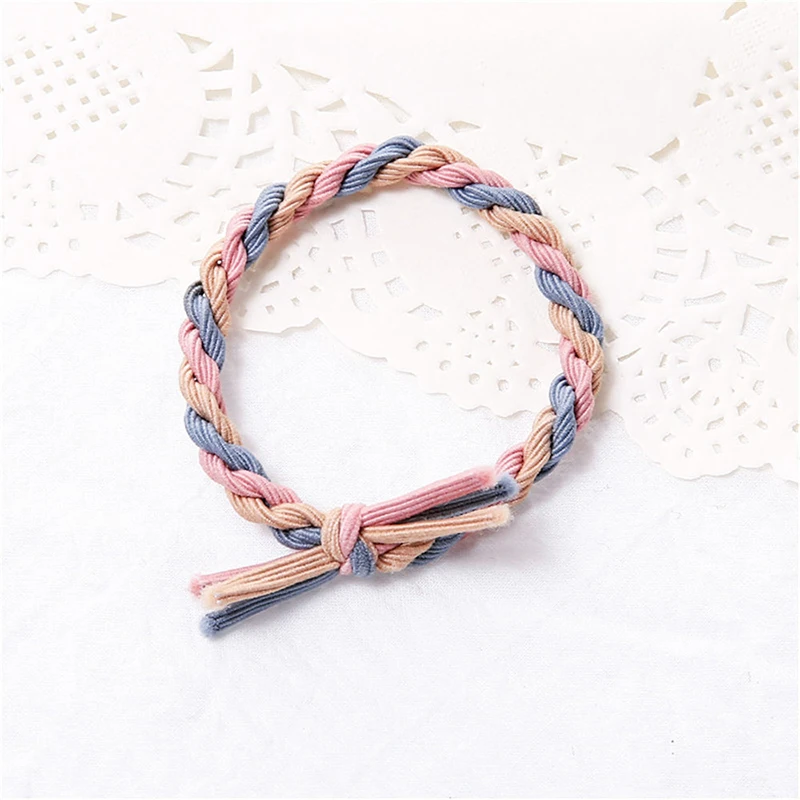 light pink 1 шт. модные ручного плетения Красочные эластичные резинки для волос для девочек женские аксессуары для волос конский хвост резинки для волос - Цвет: light pink