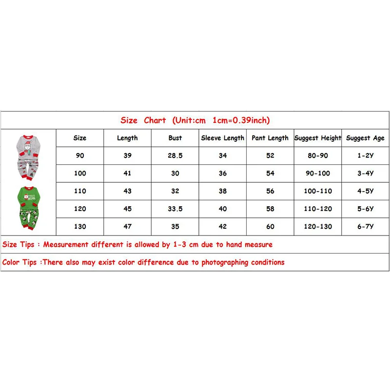 Новая детская Рождественская Пижама осенне-зимняя повседневная одежда с длинными рукавами и принтом Санта-Клауса для мальчиков и девочек