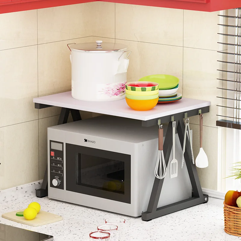 A shape frame color5 Кухонная стойка крепление под микроволновую печь простой 2 ярусный кухонный стеллаж для хранения приправа горшок миска и тарелка полка для хранения - Цвет: A shape frame color5