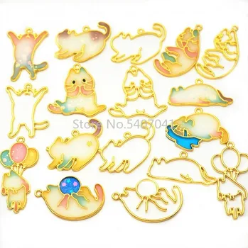

PopularLoving Cat In Different Pose Shaped Metal Frame UV Resin Charm Gold Bezel Jewelry Making Tools