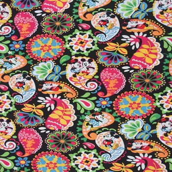 

140cm Width Mikey Paisley Flowers Cotton Fabric for Girl Clothes Bedding Set Hometextile Curtain Cushion Cover Sewing-BK178
