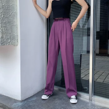 

Draped Wide Leg Pants High Waisted Fall Full-length Floor Trousers Loose Straight Casual Elegant OL Suit Pants Black Plus Size