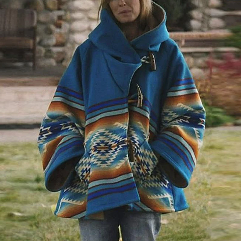 Hot Sale Long-sleeve Coat Hooded Printed Woolen