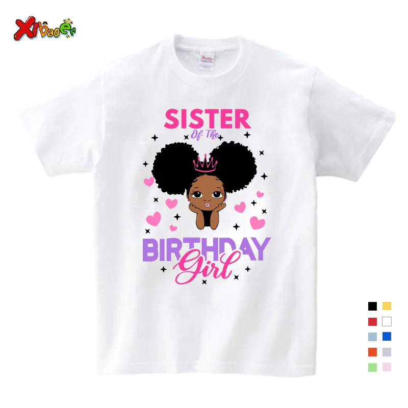 Birthday Girls T Shirt Family Matching Clothes Birthday Shirt Gift Black Princess Shirt Custom Name Kids Clothing Party Outfits 4