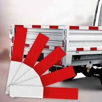 

Car Red And White Warning Reflective Stickers Self Adhesive Pet Good Adhesion Strong Waterproof Long Lasting High Reflectivity