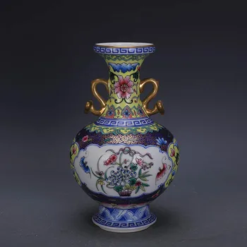 

Chinese Style Antique Colour Enamel Double Ears Home Decoration Porcelain Flower Vase