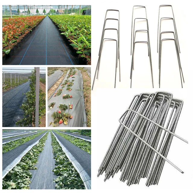 50Db Méretű, Nagy Teherbírású U Alakú Kerti Tétek Horganyzott Tájkapocsok A Táj Szövet Öntözőcsöveinek Rögzítéséhez