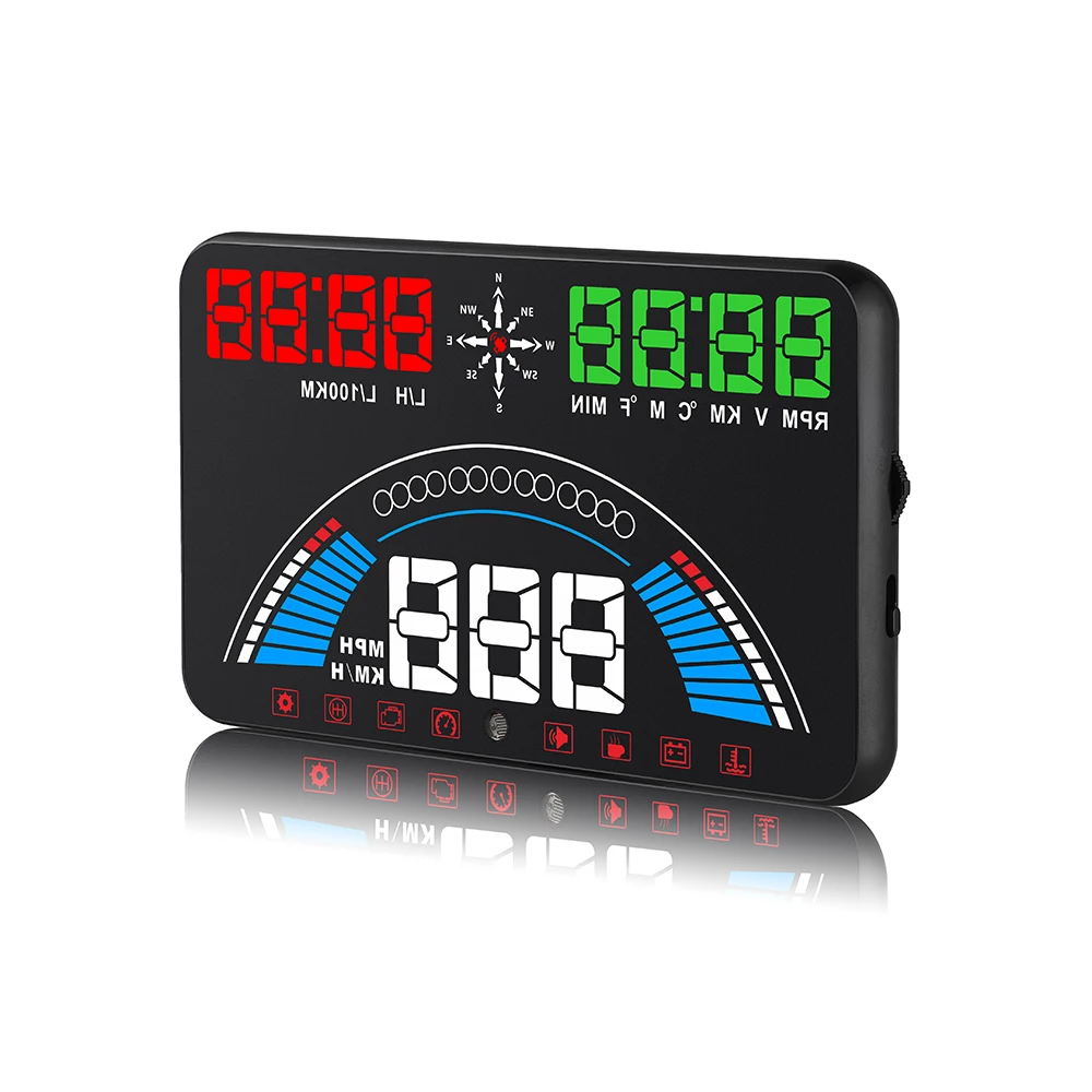 Автомобильный HUD OBD2+ gps двойной режим gps Спидометр автомобильные аксессуары головой вверх Дисплей аварийная сигнализация Автоматическая подстройка яркий