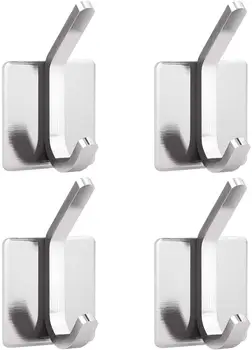 

Adhesive Hooks Heavy Duty Wall Hooks Towel Hanger Stainless Steel Waterproof Utility Hooks Hanger for Coat Key Hat Bag Bathroom