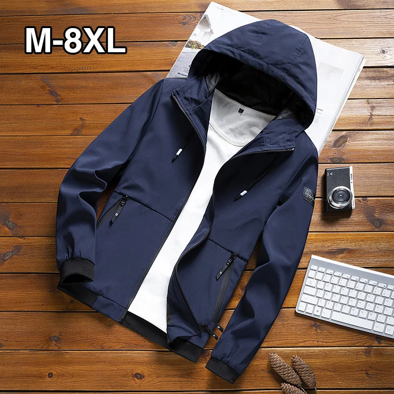

Spring And Autumn Plus-sized MEN'S Coat Hooded Casual Fat Jacket Loose Youth Thin Jacket Versatile