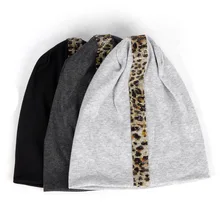 Женская Повседневная леопардовая Шапка-бини со стразами унисекс, однотонные Кепки из хлопка для девочек, мужские Весенние шапки-бини