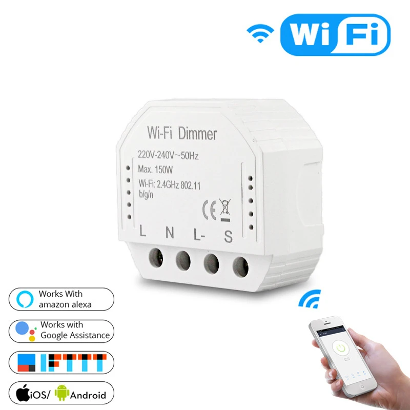 2 способ wifi-патрон, умный свет светодиодный диммер переключатель Diy выключатель модуль Smart Life/Tuya приложение дистанционное управление, работает с Alexa Echo Google Home - Комплект: 1PCS