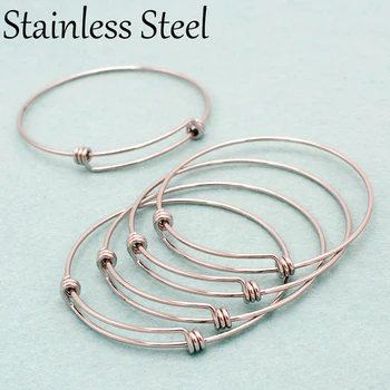

50 pcs - Stainless Steel Bracelet, Bulk Wholesale Charm Bracelet Blank, Charm Bangle, Triple Loop Wire Bangle Great for Charms