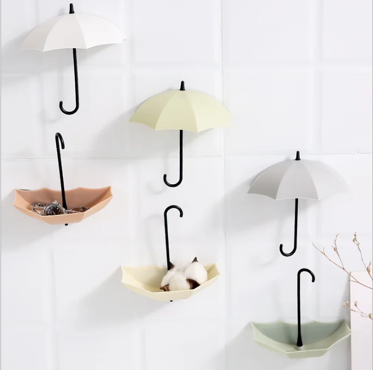 

Creative decorative glue hook free nails no umbrella shape sticky hook storage small objects hook rack 3 Pack