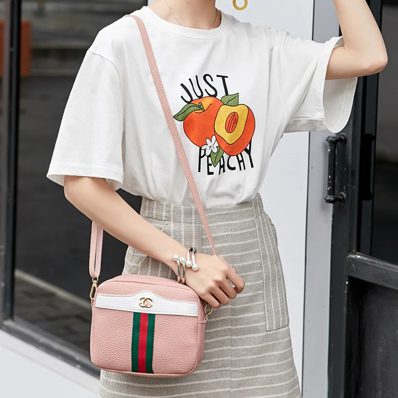 

Bag Women's 2019 Korean-style New Style Hipster Pu Square Sling Bag Lettered Embossed Leather Shoulder Bag Cross-body Mobile Pho