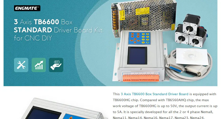 3 оси TB6600 контроллер HB Nema17 56oz-in Мотор 12 в блок питания для ЧПУ комплект