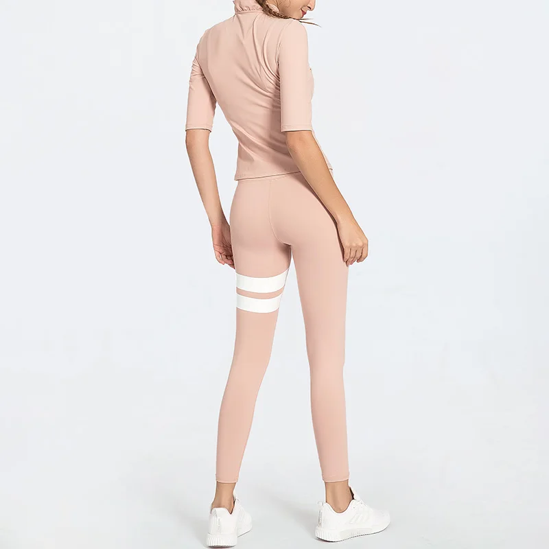 Sexy Yoga Set Women Fitness Sport T Shirt  Breathable Gym Workout Clothes Compressed Yoga Leggings Chinese Style Sport Suit