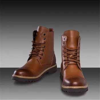 

Winter new high to help fashion warm men's boots, men's leather outdoor snow boots large size 38-46 boots men