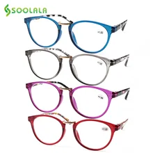 SOOLALA, 4 пары, весенние шарнирные круглые очки для чтения «кошачий глаз», женские ультралегкие очки для пресбиопии, диоптрия для чтения+ от 1,0 до 4,0