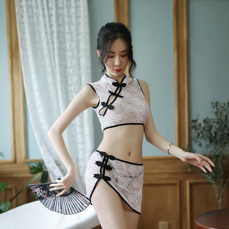 Danevgle женская сексуальная ночная рубашка классическая cheongsam на пуговицах Униформа Соблазнительная страсть Сексуальная Ночная рубашка в дворцовом стиле