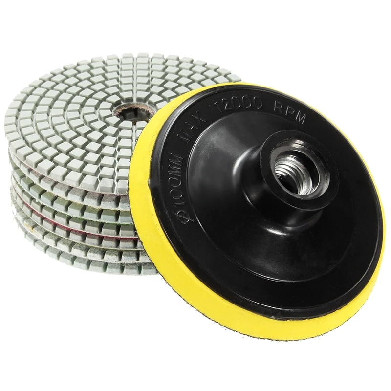 

8Pcs Diamond Polishing Pads 4 inch Wet/Dry Set For Granite Stone Concrete Marble