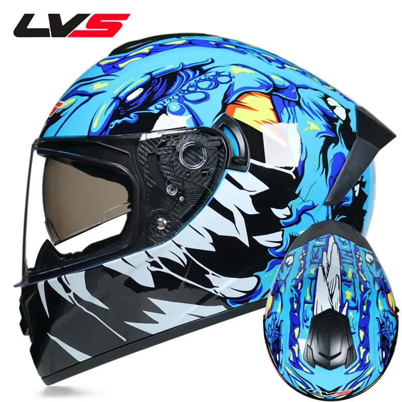 Полнолицевой мотоциклетный шлем с двойным объективом стильный быстросъемный гоночный шлем Moto DOT утвержден - Цвет: e2