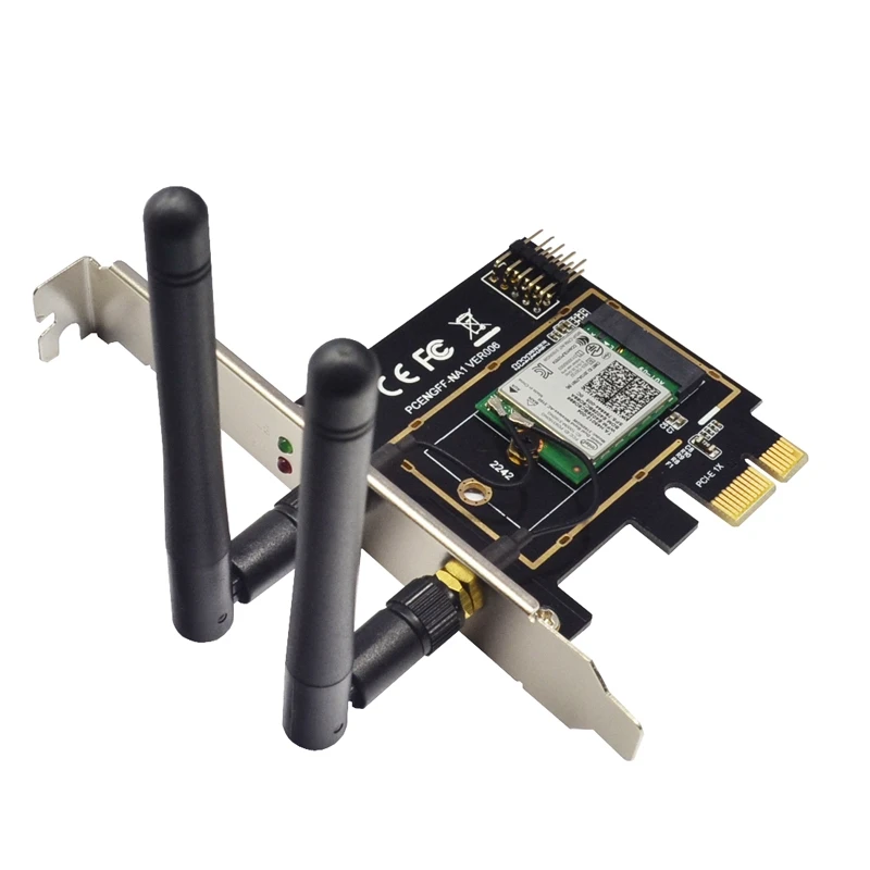 M 2 Wifi Adapter M2 Ngff Key A E To Mini Pci Express Wifi Raiser PCI E 1X NGFF Wireless Support 2230 2242 Mini Pcie Network Card