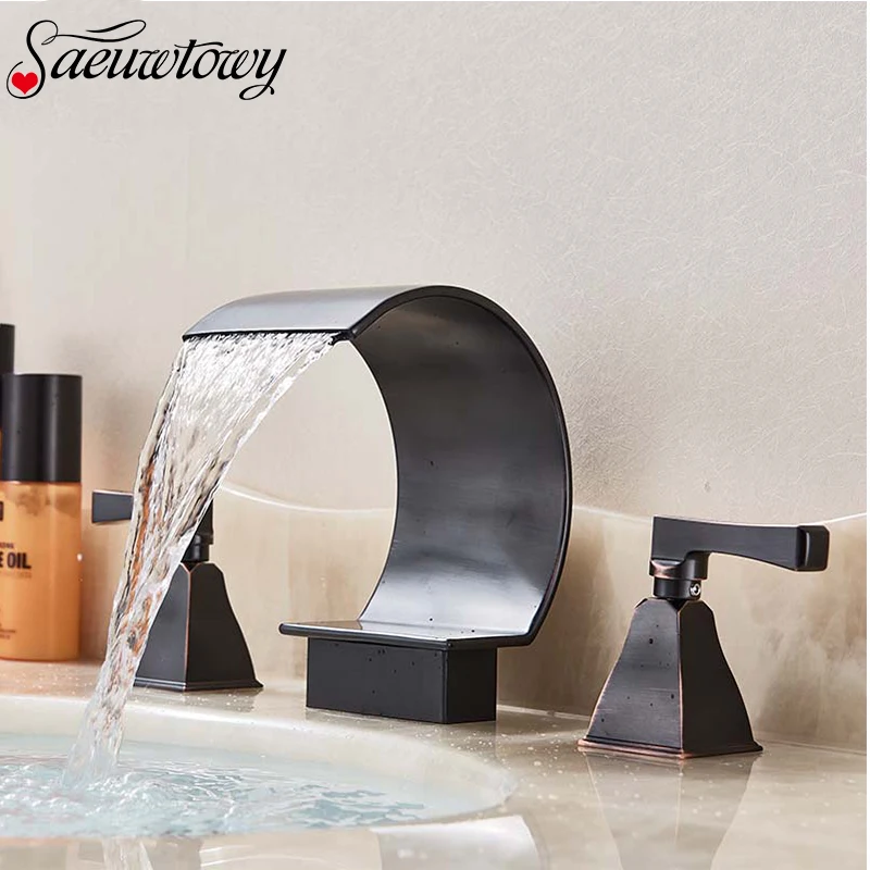 

Creative Bathroom Faucet Waterfall Deck Installation Hot And Cold Water Faucet Brass Chrome Wash Basin Sink Crane