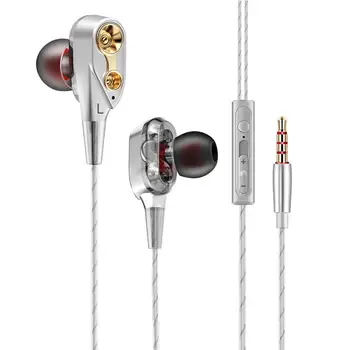 

QKZ CK8 HiFi Wired Earphone Dual-Dynamic Quad-core Speaker 3.5mm In-ear earbuds Flexible Cable with Microphone fone de ouvido