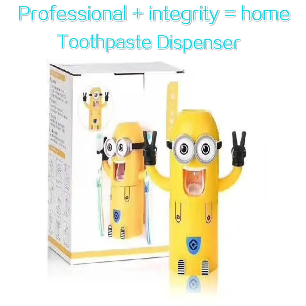 

Creative Cartoon Yellow Toothbrush Holder Mug Children Small Yellow Wash Set Automatic Toothpaste