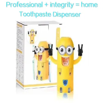 

Creative Cartoon Yellow Toothbrush Holder Mug Children Small Yellow Wash Set Automatic Toothpaste