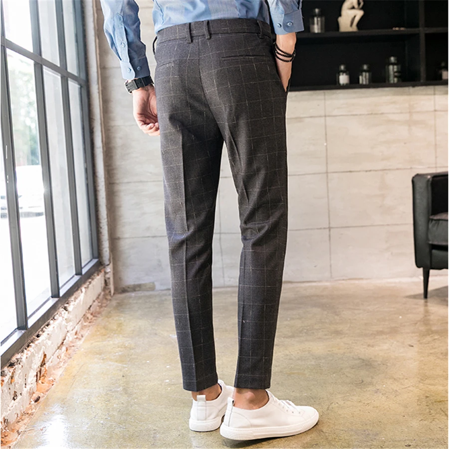 Fashion Men Suit Pants Gray Blue Business Banquet Men Dress Pants Size 28 29 30 31 32 33 34 36 Men Plaid Trousers Fashion Men Suit Pants Gray Blue Business Banquet Men Dress Pants Size 28 29 30 31 32 33 34 36 Men Plaid Trousers