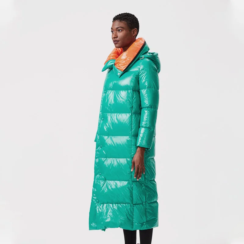 Lime green Зимние куртки, женские пальто, ветрозащитная Женская парка с высоким воротником, Женская длинная куртка со съемным капюшоном, Женское пальто, пуховик, AllureAmore - Цвет: Lime green