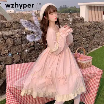 

Hot Sale Red Blue Gothic Lolita Dress Harajuku Street Fashion Cross Cosplay Female Bow Dress Japanese Soft Sister Style Dress