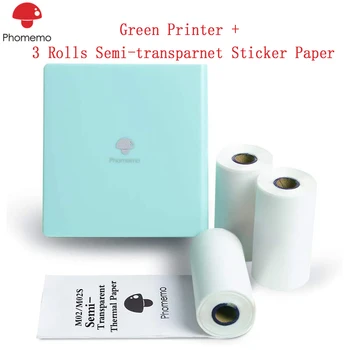 

Fast Shipping Phomemo M02 Pocket Photo Printer Portable Thermal Mobile Printer with 3 Rolls Semi-transparnet Sticker Paper