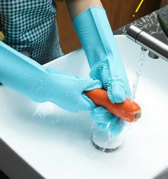 

2Pcs=1 Pair Brush Gloves Dishwashing Cleaning Gloves Magic Rubber Washing Glove for Household Scrubber Kitchen Clean Tool Scrub