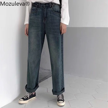 

Mozuleva Vintage Fashion Women Denim Blue Jeans High Waist Straight Jeans Pants Female Trousers Ladies Streetwear Jeans 2020