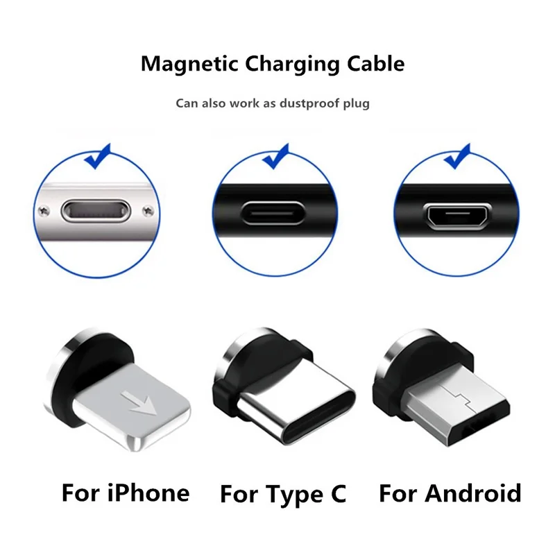 Магнитный кабель Micro USB 1 м для iPhone Samsung Android быстрая зарядка Type C зарядный провод