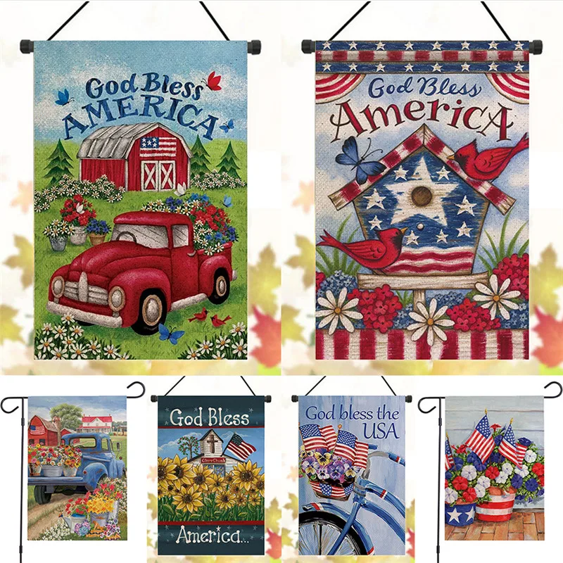 Классический Звездный животный цифровой принт Лен флаг Американский July 4th