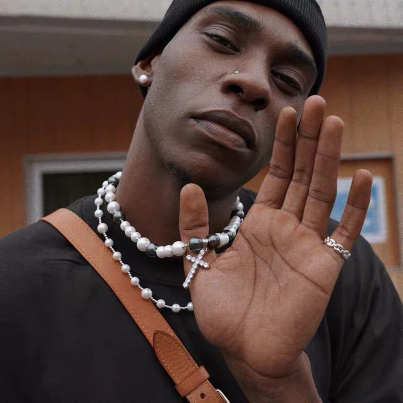 Asap Rocky Hip-hop Retro Pearl Necklace 