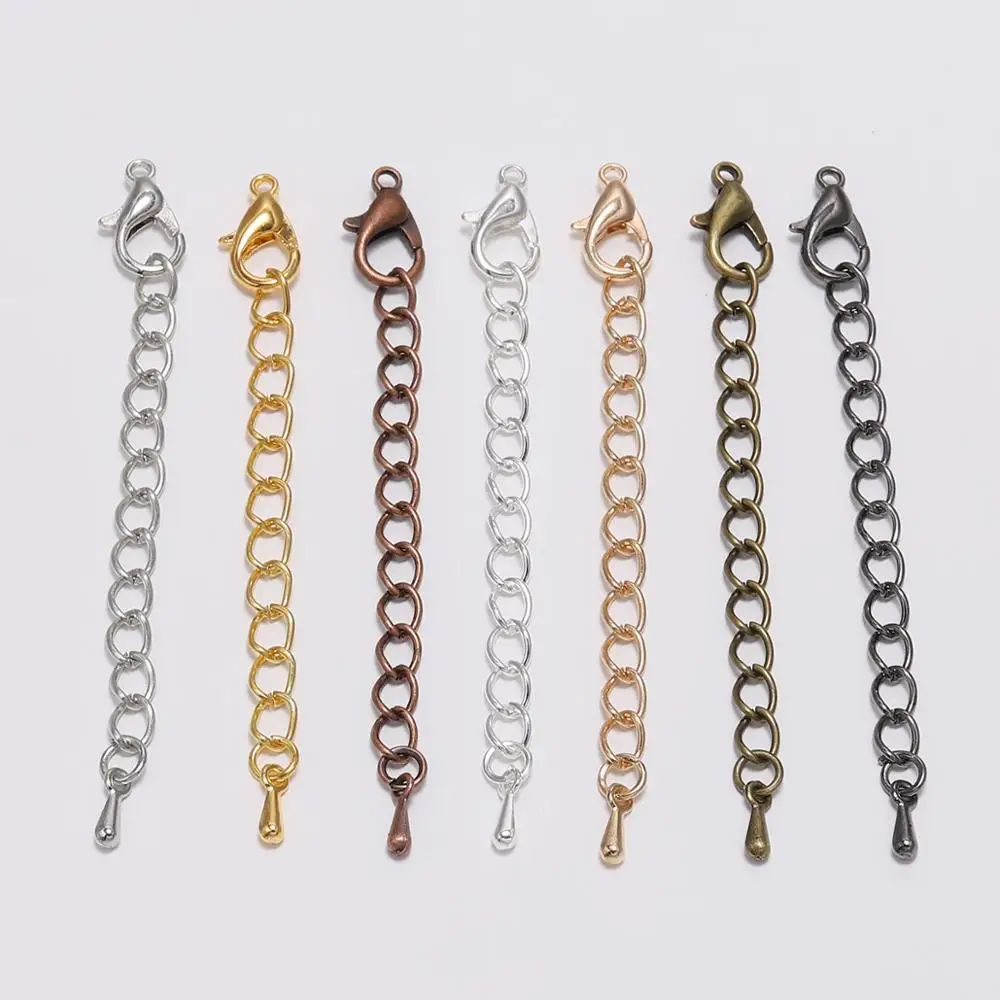 10Pcs Alloy Metal Extension Extended Tail Chains Lobster Clasps